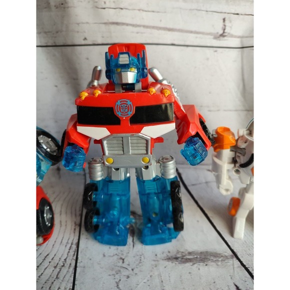 Playskool Heroes Transformers Rescue Bots Optimus Prime Fire Truck Helicopter - Picture 7 of 9